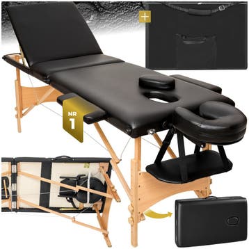 Massagetafel 3 zones met vulling en houten frame - zwart, Verzenden, Nieuw