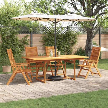 vidaXL Tuin Eettafel Set 5 st Bruin Massief Acacia Hout, Verzenden, Nieuw