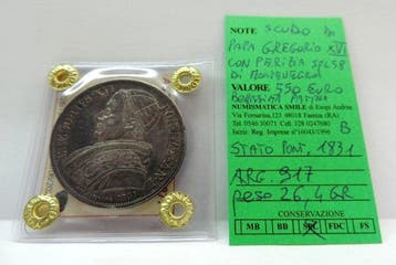 Italie, États Pontificaux Papa Gregorio XVI. Scudo 1831 B
