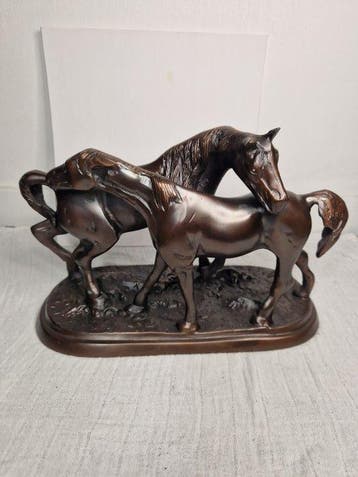 Beeld, Bronzen paarden - 18 cm - Brons - 1980