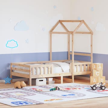 vidaXL Bedframe met huisje massief grenenhout 75x190 cm, Huis en Inrichting, Verzenden, Nieuw