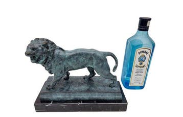 Sculpture, Roaring lion - 20 cm - Bronze, Marbre