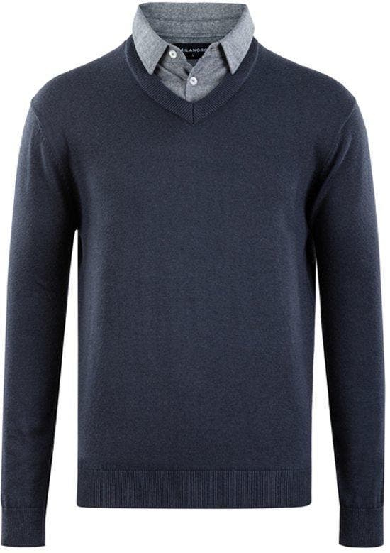 2dekans | Milanoro - Herenpullover met overhemdkraag - Navy, Kinderen en Baby's, Kinderkleding | Maat 104, Ophalen of Verzenden