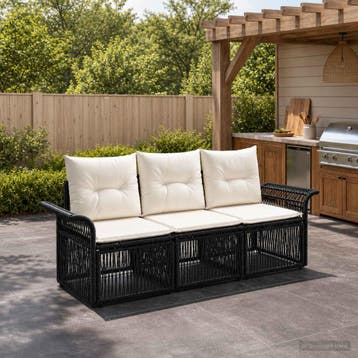 vidaXL Tuinbank Set 3 st Zwart poly rattan, Verzenden, Nieuw