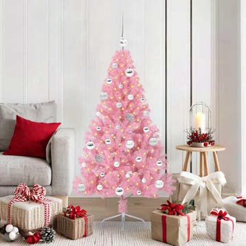 vidaXL Kunststof Voorverlichte Kerstboom met 150 LED Roze, Verzenden
