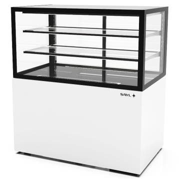 Neutrale Vitrine | INTEGRA | Wit/Zwart | 3 Niveaus | Wielen, Verzenden, Nieuw in verpakking