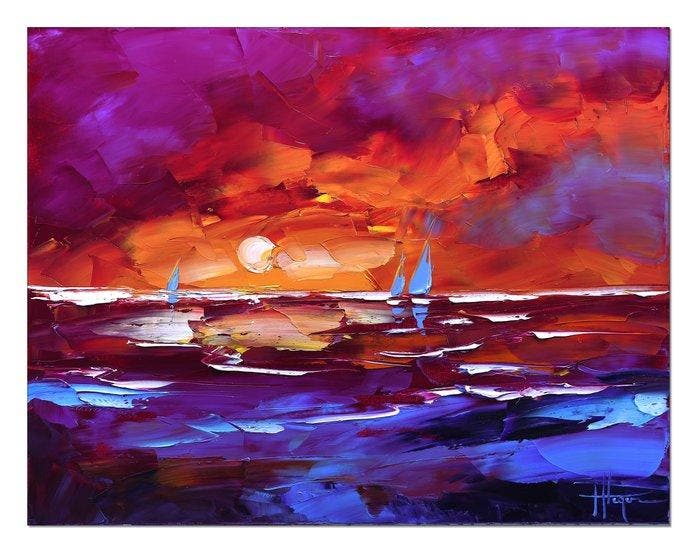 Caroline Mandrafina - Pfleger  Les voiles bleues, Antiek en Kunst, Kunst | Designobjecten