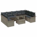 vidaXL Tuinbank Set met kussen met kussen 10 pcs Grijs Poly, Verzenden, Nieuw