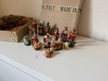 Kerstdecoratie (19) - Hars - Italiaanse Wieg Set, Antiek en Kunst