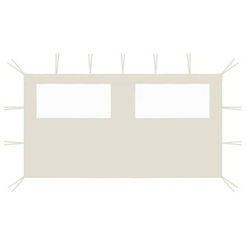 vidaXL Prieelzijwand met ramen 4x2 m crèmekleurig, Verzenden