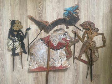 Marionet (4) - Wayang Kulit Java - Hout, Leder, Been -