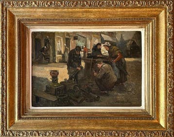 Adriaan Philippus La Riviere (1857-1941) - Markttafereel in
