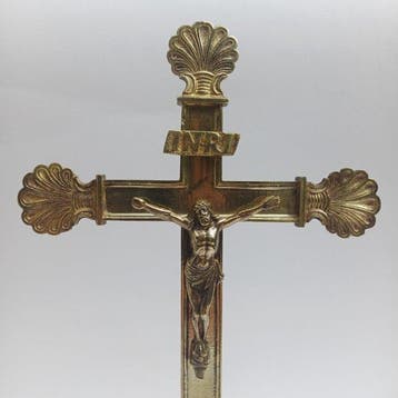 Biedermeier Croix - Laiton moulé - 1850-1900 - Crucifix - 33