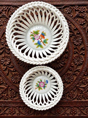 Herend - Vase (4) - Porcelaine - Ensemble de paniers ajourés, Antiquités & Art