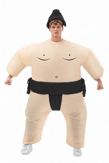 KIMU® Opblaas Kostuum Sumo Worstelaar Zwart Opblaasbaar Pak, Ophalen of Verzenden