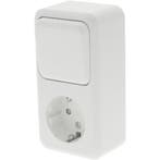 Q-LINK Polarwit Opbouw Wandcontactdoos met Wisselschakelaar, Verzenden