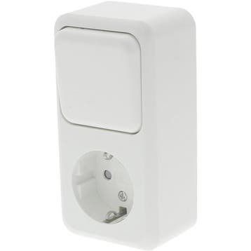 Q-LINK Polarwit Opbouw Wandcontactdoos met Wisselschakelaar, Verzenden, Nieuw