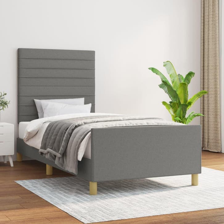 vidaXL Bedframe zonder matras 80x200 cm stof donkergrijs, Maison & Meubles, Chambre à coucher | Lits, Envoi