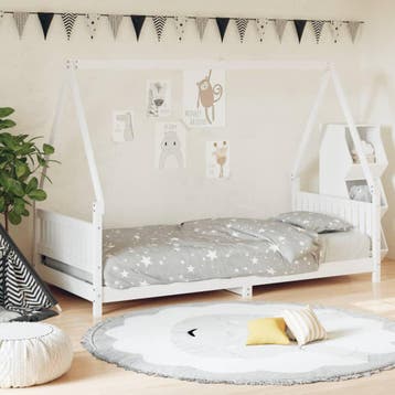 vidaXL Kinderbedframe 90x200 cm massief grenenhout wit, Verzenden