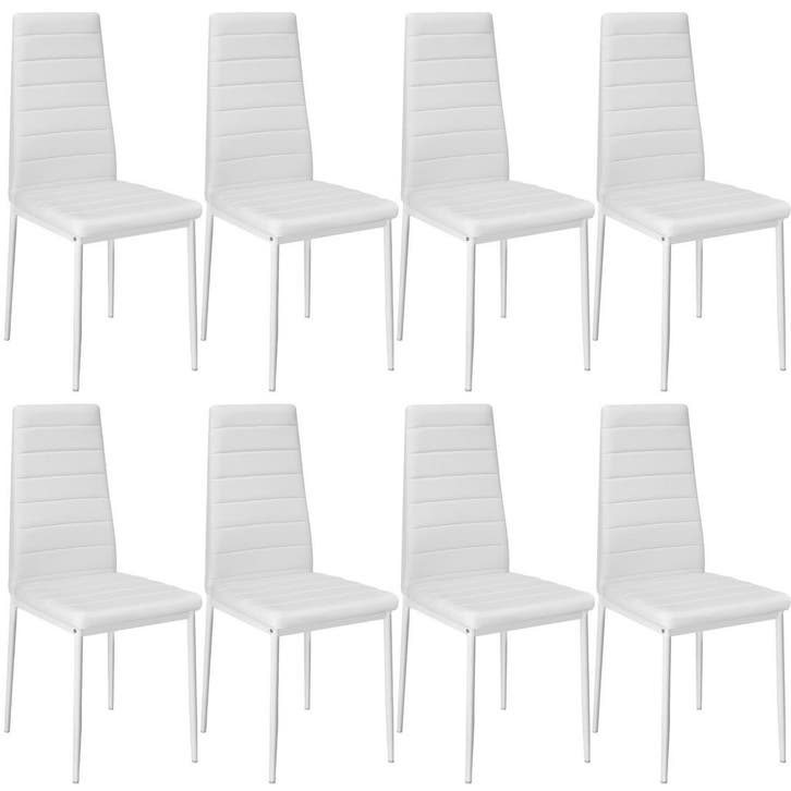 tectake Eetkamerstoelen, kunstleer - wit, Set van 8, Huis en Inrichting, Stoelen, Verzenden