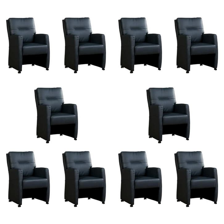 Set van 10 Leren eetkamerstoelen Sharp - Toledo Marine, Huis en Inrichting, Stoelen, Nieuw, Eén, Leer, Ophalen of Verzenden