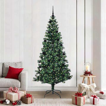 vidaXL Kunststof Voorverlichte Kerstboom Groen 210 cm PVC en, Verzenden, Nieuw