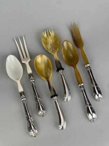 Serveergerei (6) - .800 zilver - 1900-1950 - 3 paren, Antiek en Kunst