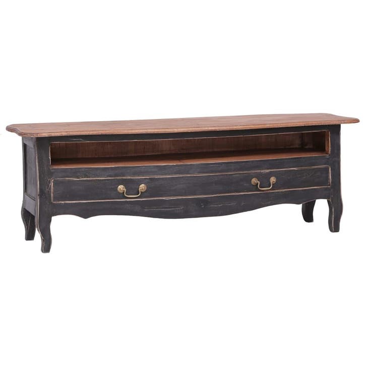 vidaXL Tv-meubel 120x30x40 cm massief mahoniehout zwart, Huis en Inrichting, Kasten |Televisiemeubels, Nieuw, Verzenden