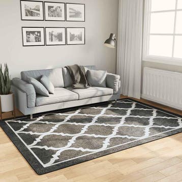 vidaXL Vloerkleed wasbaar 160x230 cm zwart en wit, Verzenden, Nieuw