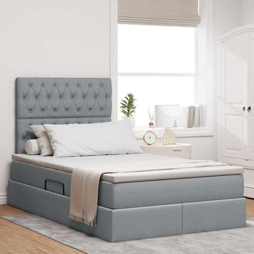 vidaXL LED opbergbed met matras Lichtgrijs 120 x 200 cm Stof, Verzenden
