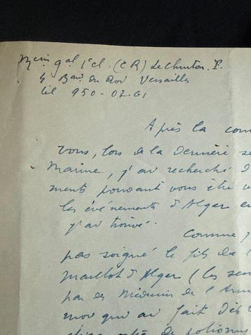 Médecin Général Fernand Le Chuiton - Importante LAS adressée
