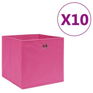 vidaXL Opbergboxen 10 st 28x28x28 cm nonwoven stof roze, Verzenden, Nieuw