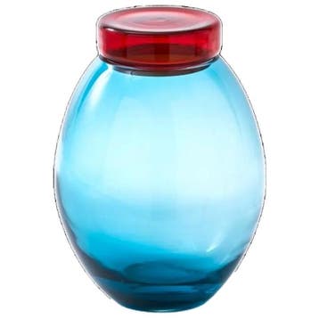 Polspotten Bloated Caps And Jars Voorraadpot Blauw-rood -, Huis en Inrichting, Minder dan 50 cm, Verzenden, Blauw, Glas
