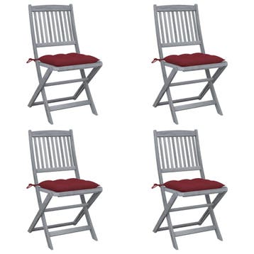 vidaXL Set van 4 klapstoelen met kussens, gemaakt van, Verzenden, Nieuw