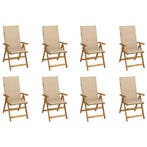 vidaXL Tuinstoelen 8 st inklapbaar met kussens massief, Verzenden, Nieuw