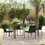 vidaXL Tuin Eettafel Set 5 pcs Zwart en Grijs PE Riet, Verzenden, Nieuw