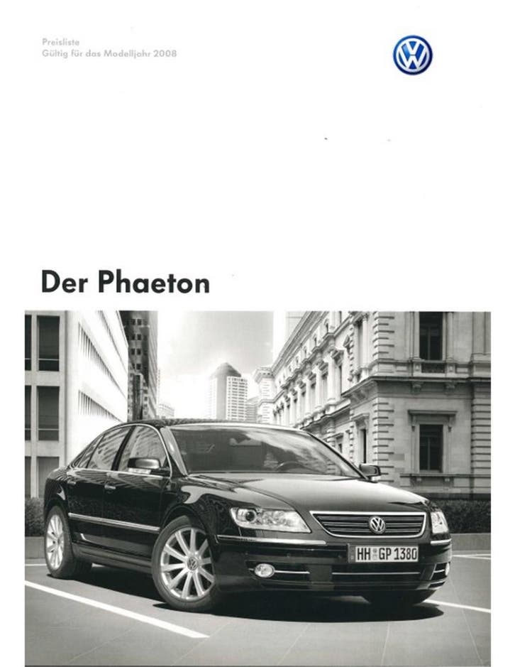 2008 VOLKSWAGEN PHAETON BROCHURE DUITS, Boeken, Auto's | Folders en Tijdschriften