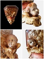 Étagère murale - plâtre émaillé - Putti - XIXe, Antiek en Kunst