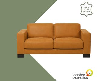Leren bank Clear - 2,5 zits - Kenia Cognac (cognac) - Poten, Ophalen of Verzenden