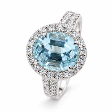 Bague Platine - 4.65ct. tw. Aigue-marine - Diamant - Origine