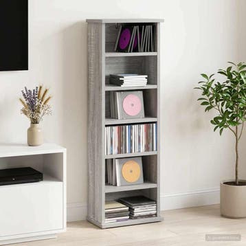 vidaXL CD Kast Grijs Sonoma 60 x 17 x 92 cm Bewerkt hout, Huis en Inrichting, Woonaccessoires | Cd- en Dvd-rekken, Verzenden, Nieuw