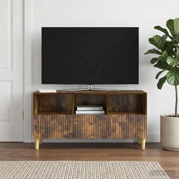 vidaXL TV Kast met lade Gerookt eiken 102 x 34,5 x 50 cm, Verzenden
