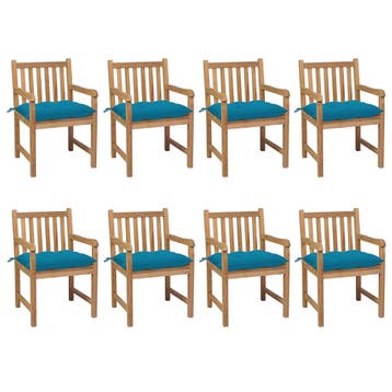 vidaXL Tuinstoelen 8 st met lichtblauwe kussens massief, Verzenden, Nieuw