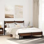 vidaXL Bedframe zonder matras metaal bruin eikenkleurig, Verzenden