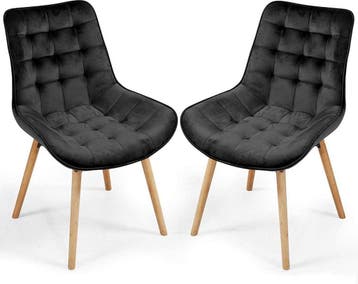 Eetkamerstoelen - Set van 2 - Fluweel - Zwart - MIADOMODO®, Huis en Inrichting, Verzenden, Nieuw