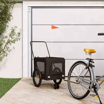 vidaXL Hondenfietstrailer oxford stof en ijzer zwart, Verzenden