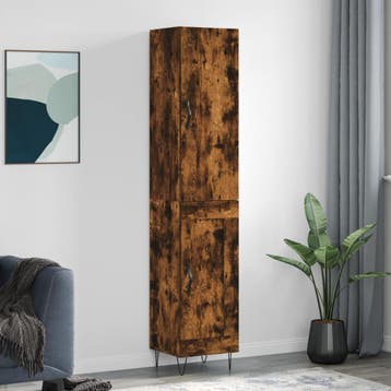 vidaXL Hoge kast 34,5x34x180 cm bewerkt hout gerookt, Verzenden, Nieuw
