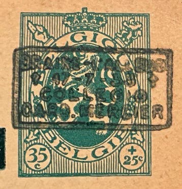 België 1928 - Postkaart heraldieke leeuw 35c - Type, Timbres & Monnaies