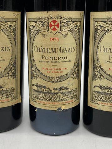 1975 Château Gazin - Pomerol - 3 Fles (0,75 liter), Verzamelen, Nieuw