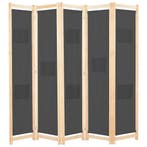 vidaXL Kamerscherm met 5 panelen 200x170x4 cm stof grijs, Verzenden